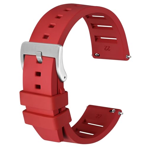Anbeer Silikon Uhrenarmbänder, Fluorkautschuk Uhrenarmbänder 20mm 22mm,Schnellverschluss Ersatzarmband für Herren von Anbeer