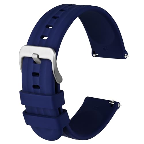Anbeer Silikon Uhrenarmbänder für Herren Damen,22mm Ersatzarmband aus Gummi mit Schnellverschluss, Extra Lang,Blau mit Silberne Schnalle Anbeer Silikon Uhrenarmbänder für Herren Damen,22mm Ersatzarmband aus Gummi mit Schnellverschluss, Extra Lang,Blau mit Silberne Schnalle von Anbeer