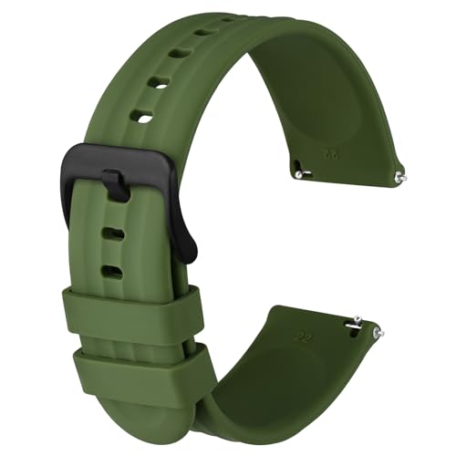 Anbeer Silikon Uhrenarmbänder für Herren Damen,20mm Ersatzarmband aus Gummi mit Schnellverschluss, Extra Lang,Grün mit Schwarze Schnalle Anbeer Silikon Uhrenarmbänder für Herren Damen,20mm Ersatzarmband aus Gummi mit Schnellverschluss, Extra Lang,Grün mit Schwarze Schnalle von Anbeer