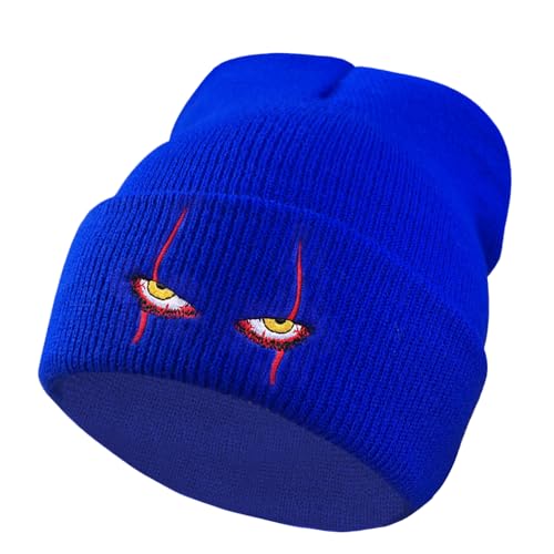 Anbiove Anime Elf Haustier Augen Mund Beanie Stickerei Warme Mütze Pullover Hut Strickmütze Hip Hop Hut Outdoor Kappe für Männer Frauen Blau, Blau von Anbiove