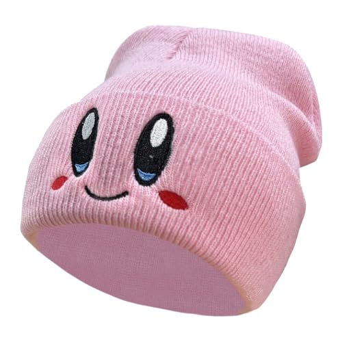 Niedliche Lächeln Gesicht Beanie Stickerei Warme Mütze Pullover Hut Strickmütze Hip Hop Mütze Outdoor Cap für Jungen Mädchen, Pink, Einheitsgr��e von Anbiove