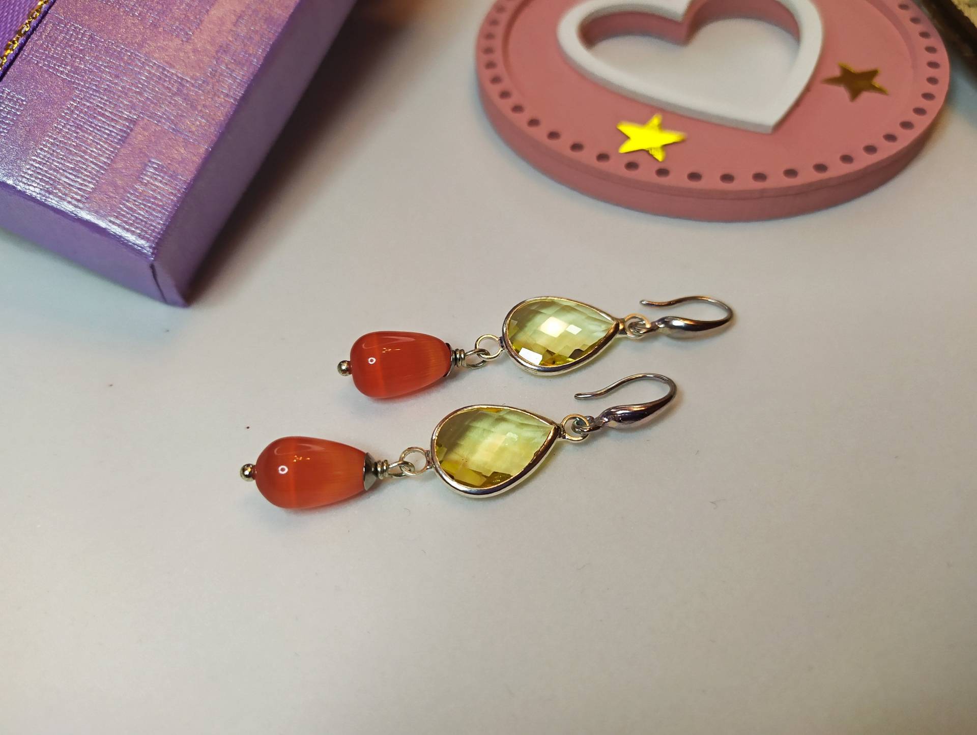 Orange Tropfenohrringe, Gelbe Kristallohrringe, Orange Und Ohrringe, Ohrringe Mit Katzenauge, Weihnachtsgeschenk Orange Tropfenohrringe, Gelbe Kristallohrringe, Orange Und Ohrringe, Ohrringe Mit Katzenauge, Weihnachtsgeschenk von Anbissu