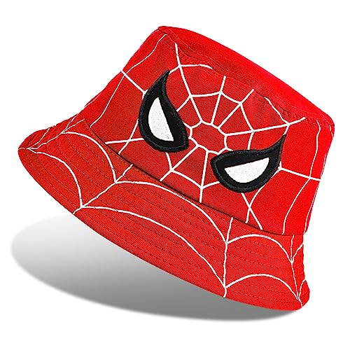 Fischerhut für Kinder, Unisex Fischerhut Spider-Man, Kinder Bucket Hat Spider-Man, Fischerhut Kinder Sonnenhut UV Schutz, Faltbare Fischerhut Cartoon, Fischerhut Sommer für Kleine Jungen Mädchen von Anbobili