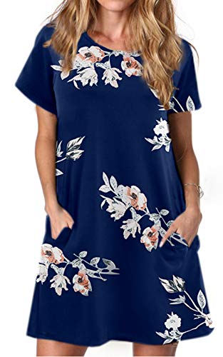 ANCAPELION Damen Kurzarm T-Shirt Kleid Freizeitkleid A-Linie Minikleid Kurz Sommerkleid Lose Tunika Rundhals Langes Shirt S von ANCAPELION