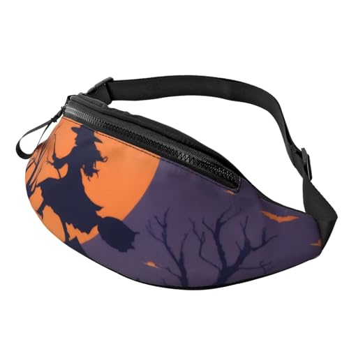 3D-Halloween-Hexe, fliegende Bauchtaschen, Hüfttasche für Damen und Herren, leichte Bauchtasche mit Reißverschlusstaschen, verstellbarer Gürtel für Hundespaziergänge, Laufen, Radfahren, Wandern, Outdo 3D-Halloween-Hexe, fliegende Bauchtaschen, Hüfttasche für Damen und Herren, leichte Bauchtasche mit Reißverschlusstaschen, verstellbarer Gürtel für Hundespaziergänge, Laufen, Radfahren, Wandern, Outdo von Anceky