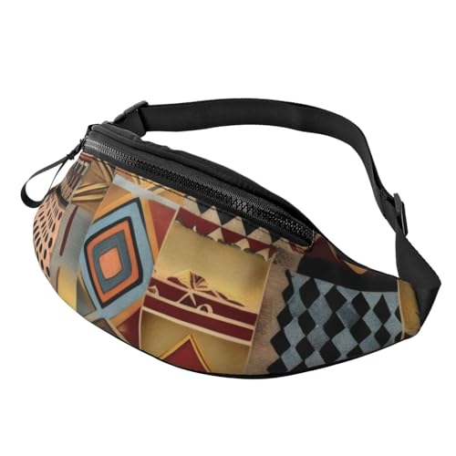 3D-Patchwork-Gürteltaschen mit afrikanischem Textil, für Damen und Herren, leichte Bauchtasche mit Reißverschlusstaschen, verstellbarer Gürtel für Spaziergänge mit dem Hund, Laufen, Radfahren, Wandern 3D-Patchwork-Gürteltaschen mit afrikanischem Textil, für Damen und Herren, leichte Bauchtasche mit Reißverschlusstaschen, verstellbarer Gürtel für Spaziergänge mit dem Hund, Laufen, Radfahren, Wandern von Anceky