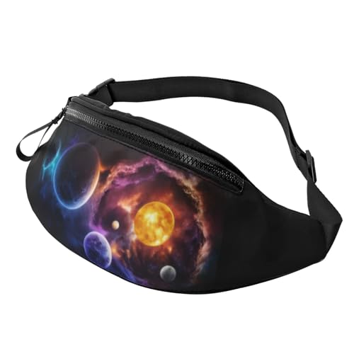 3D-Weltraumplaneten-Gürteltasche, Hüfttasche für Damen und Herren, leichte Bauchtasche mit Reißverschlusstaschen, verstellbarer Gürtel für Spaziergänge mit dem Hund, Laufen, Radfahren, Wandern, Outdoo 3D-Weltraumplaneten-Gürteltasche, Hüfttasche für Damen und Herren, leichte Bauchtasche mit Reißverschlusstaschen, verstellbarer Gürtel für Spaziergänge mit dem Hund, Laufen, Radfahren, Wandern, Outdoo von Anceky