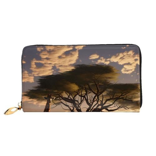 Afrika-Giraffe, majestätischer Baum, lange Ledergeldbörse, große Kapazität, weiches PU-Leder für Damen mit mehreren Kartenfächern, Handytasche und Münzgeldbörse mit Reißverschluss, stilvolle Handy-Kar Afrika-Giraffe, majestätischer Baum, lange Ledergeldbörse, große Kapazität, weiches PU-Leder für Damen mit mehreren Kartenfächern, Handytasche und Münzgeldbörse mit Reißverschluss, stilvolle Handy-Kar von Anceky