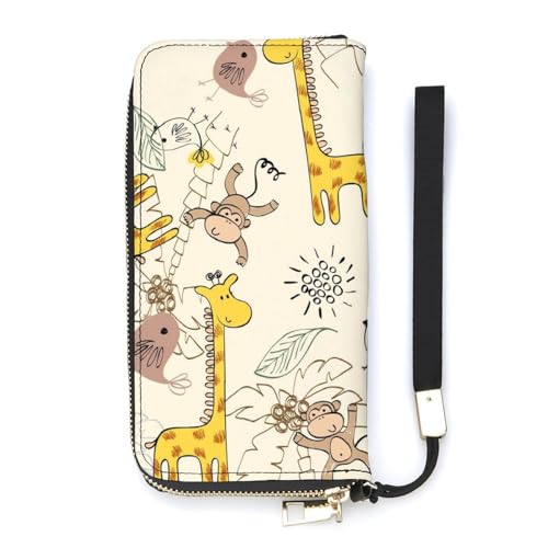 Anceky Damen-Geldbörse, Motiv: AFFE, Giraffe, Kindershow, große Damen-Geldbörsen, Kreditkartenhalter, Clutch, stilvolle Geldbörse mit Handschlaufe, Lange Damen-Geldbörse von Anceky