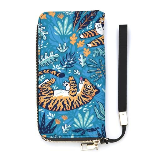 Anceky Damen-Geldbörse, süßes Cartoon-Tiger-Muster, große Damen-Geldbörsen, Kreditkartenhalter, Clutch, stilvolle Geldbörse mit Handschlaufe, Lange Damen-Geldbörse von Anceky