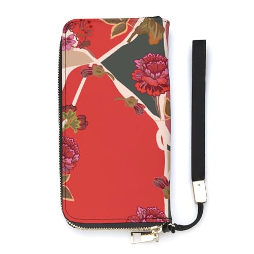 Anceky Damen Geldbörse Vintage Blumenmuster Kartenhalter Clutch Stilvolle Leder Geldbörse mit Handschlaufe von Anceky