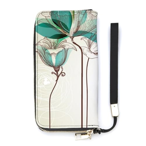 Anceky Damen Geldbörse Vintage Floral Kartenhalter Clutch Stilvolle Leder Geldbörse mit Handschlaufe von Anceky