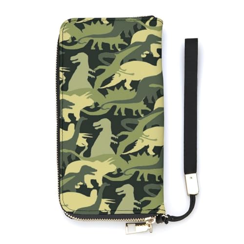Anceky Damen-Geldbörse mit Cartoon-Dinosaurier-Muster, Kartenhalter, Clutch, stilvolle Geldbörse mit Handschlaufe, Lange Damen-Geldbörse von Anceky