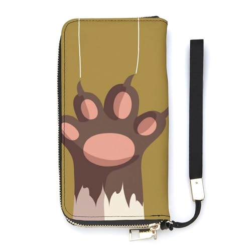 Anceky Damen-Geldbörse mit Cartoon-Katzenkrallenfuß-Muster, große Damen-Geldbörsen, Kreditkartenhalter, Clutch, stilvolle Geldbörse mit Handschlaufe, Lange Damen-Geldbörse von Anceky