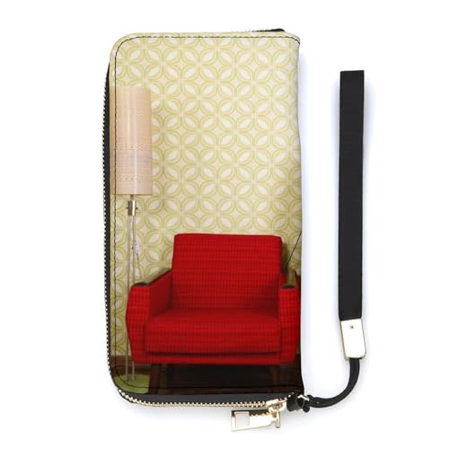 Anceky Damen-Geldbörse mit Retro-Tv- und Sofa-Kartenhalter, Clutch, stilvolle Ledergeldbörse mit Handgelenksschlaufe von Anceky