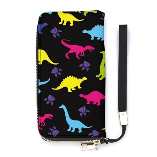 Anceky Damen-Geldbörse mit Tierpfotenabdruck, Dinosaurier, große Damen-Geldbörsen, Kreditkartenhalter, Clutch, stilvolle Geldbörse mit Handschlaufe, Lange Damen-Geldbörse von Anceky
