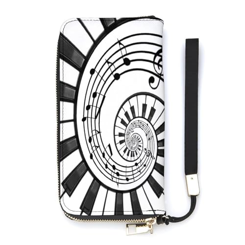 Anceky Damen-Geldbörse mit abstraktem Klavier-Keyboard, Kartenhalter, Clutch, stilvolle Ledergeldbörse mit Handgelenksschlaufe von Anceky