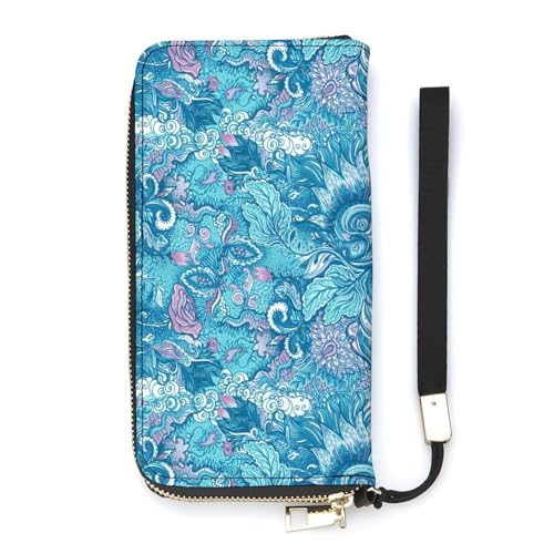 Anceky Damen-Geldbörse mit abstraktem Kunstdruck, große Damen-Geldbörsen, Kreditkartenhalter, Clutch, stilvolle Geldbörse mit Handschlaufe, Lange Damen-Geldbörse von Anceky