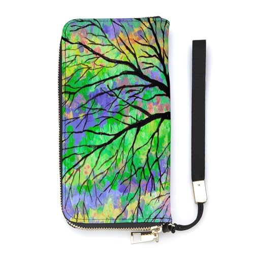 Anceky Damen-Geldbörse mit abstraktem Zweigmuster, große Damen-Geldbörsen, Kreditkartenhalter, Clutch, stilvolle Geldbörse mit Handschlaufe, Lange Damen-Geldbörse von Anceky