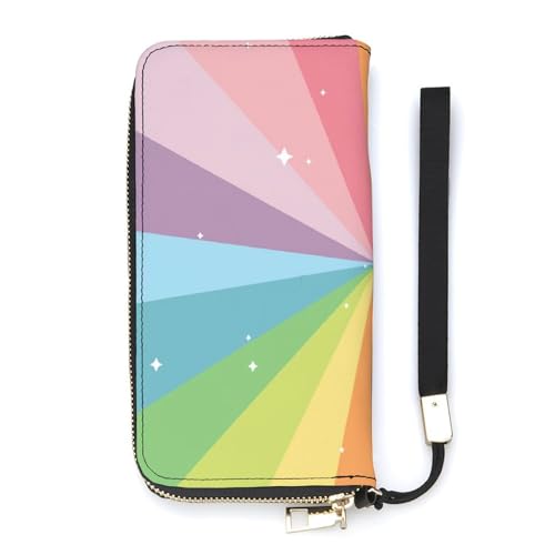 Anceky Damen-Geldbörse mit kreativem Regenbogenmuster, Kartenhalter, Clutch, stilvolle Ledergeldbörse mit Handgelenksschlaufe von Anceky