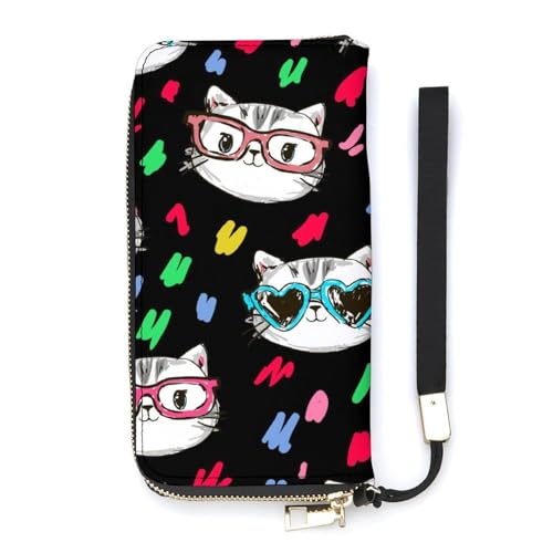 Anceky Damen-Geldbörse mit lustigem Kätzchen, Kartenhalter, Clutch, stilvolle Geldbörse mit Handschlaufe, Lange Damen-Geldbörse von Anceky