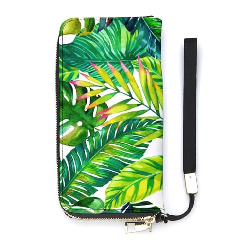 Anceky Damen-Geldbörse mit tropischem Baum, Kartenhalter, Clutch, stilvolle Ledergeldbörse mit Handgelenksschlaufe von Anceky
