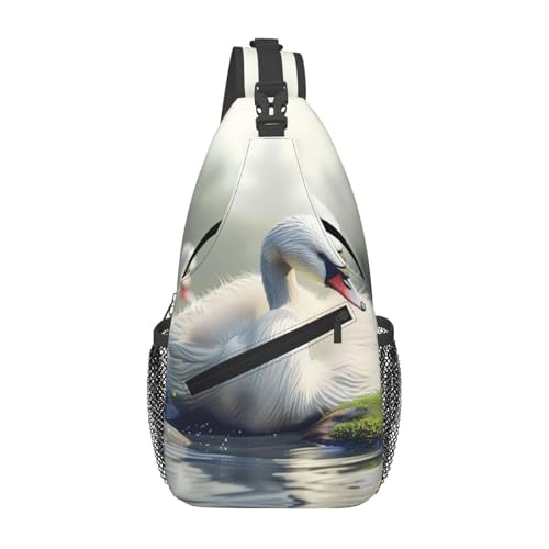 Anceky Elegante Schwanen-Umhängetasche diagonal für Herren und Damen, Umhängetasche, lässige Mode, Reisetasche, Sling-Rucksack Anceky Elegante Schwanen-Umhängetasche diagonal für Herren und Damen, Umhängetasche, lässige Mode, Reisetasche, Sling-Rucksack von Anceky