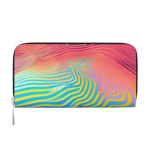 Anceky Farbe Geometrische Welle Brieftaschen PU Leder Brieftasche Für Frauen Männer Reißverschluss Kreditkarte Geldbörse Lange Clutch Geldbörse von Anceky