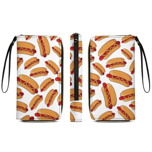 Anceky Geldbörse aus PU-Leder für Damen, wasserdicht, Kartenhalter, Organizer, Geldbörse, Hotdog, Fun Food, Hot Dog, Reise, Lange Clutch mit Reißverschluss von Anceky