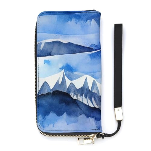 Anceky Geldbörse für Damen, Motiv: Berge, Natur, Kartenhalter, Clutch, stilvolle Ledergeldbörse mit Handschlaufe, Lange Damengeldbörse als Geschenk von Anceky