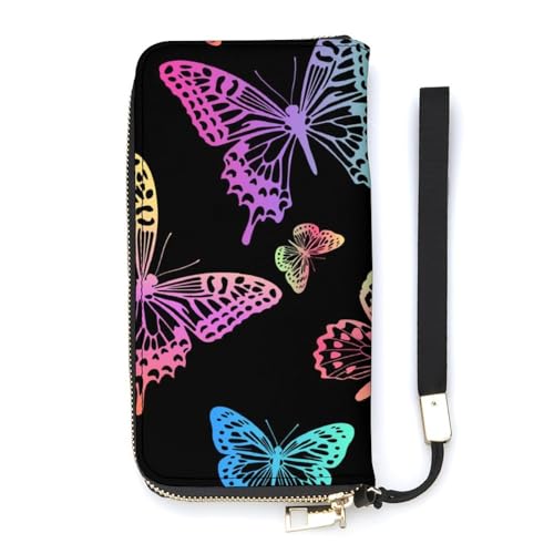 Anceky Geldbörse für Damen, Schmetterlings-Kartenhalter, Clutch, stilvolle Ledergeldbörse mit Handschlaufe, Lange Damengeldbörse als Geschenk von Anceky