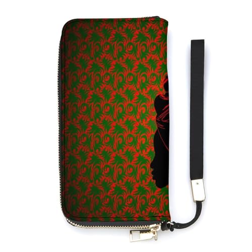 Anceky Geldbörse für Damen, afrikanisches Frauen-Design, Kartenhalter, Clutch, stilvolle Ledergeldbörse mit Handschlaufe, Lange Damengeldbörse als Geschenk von Anceky