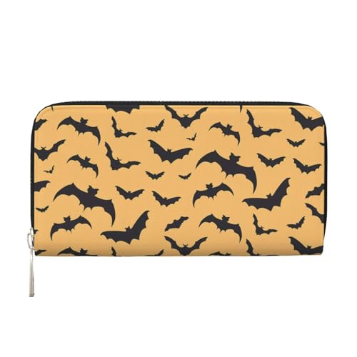 Anceky Halloween Fledermäuse Geldbörsen PU Leder Geldbörse für Damen Herren Reißverschluss Kreditkarten Geldbörse Lange Clutch von Anceky