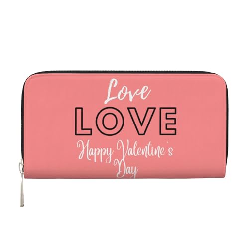 Anceky Happy Valentine's Day Love PU-Leder-Geldbörse für Damen und Herren, Kreditkarten-Geldbörse, Lange Clutch, Geldbörse mit Reißverschluss von Anceky