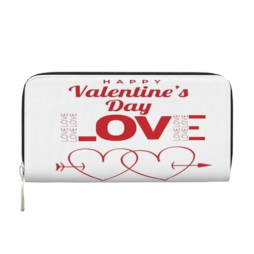 Anceky Happy Valentine's Day Love PU-Leder-Geldbörse für Damen und Herren, Kreditkarten-Geldbörse, Lange Clutch, Geldbörse mit Reißverschluss von Anceky