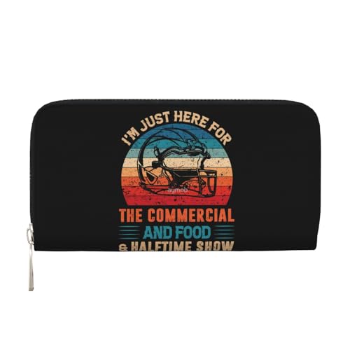 Anceky Ich Bin nur wegen der Halbzeitshow mit Werbung und Essen Hier, PU-Leder-Geldbörse für Damen und Herren, Kreditkarten-Geldbörse, Lange Clutch, Geldbörse mit Reißverschluss von Anceky