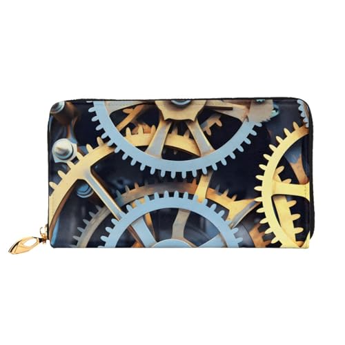 Anceky Lange Lederbrieftasche mit Uhrwerk, große Kapazität, weiches PU-Leder für Damen mit Mehreren Kartenfächern, Handytasche und Münzbörse mit Reißverschluss, stilvolle Clutch mit Handykartenhalter von Anceky