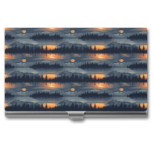 Anceky Mountain Lake Sunset Business Name Card Holder Männer Frauen von Anceky