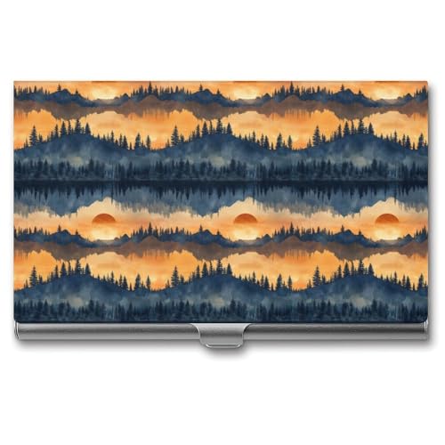 Anceky Mountain Lake Sunset Business Name Card Holder Männer Frauen von Anceky