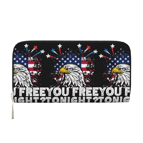 Anceky Patriotische Adler-Bekleidung für den 4. Juli, PU-Leder-Geldbörse für Damen und Herren, Kreditkarten-Geldbörse, Lange Clutch, Geldbörse mit Reißverschluss von Anceky