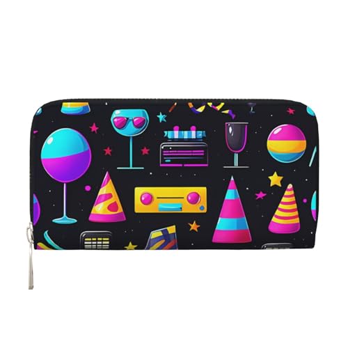 Anceky Phonograph Weinglas Party Geldbörsen PU Leder Geldbörse für Frauen Männer Reißverschluss Kreditkarten Geldbörse Lange Clutch Geldbörse von Anceky