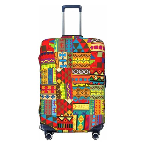 Reisegepäckabdeckung aus Spandex, Kofferschutztasche, Bunte ethnische Elemente, staubdicht, passend für 18-32 Zoll großes Gepäck, Kofferhülle für Kinder und Erwachsene, XL von Anceky