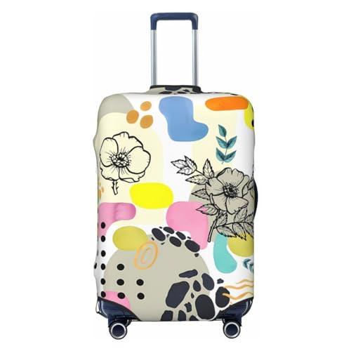 Reisegepäckabdeckung im Aquarell-Collage-Stil, Spandex-Kofferschutztasche, Aquarell-Collage-Stil, staubdicht, passend für 18-32 Zoll großes Gepäck, Kofferhülle für Kinder und Erwachsene, groß von Anceky