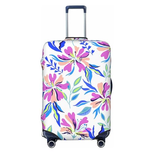 Anceky Reisegepäckabdeckung mit Buntem Gekritzel-Blumenmuster, Spandex-Kofferschutztasche, Kratzfest, für 18-32 Zoll großes Gepäck, Gepäckabdeckungen für Kinder und Erwachsene, groß von Anceky