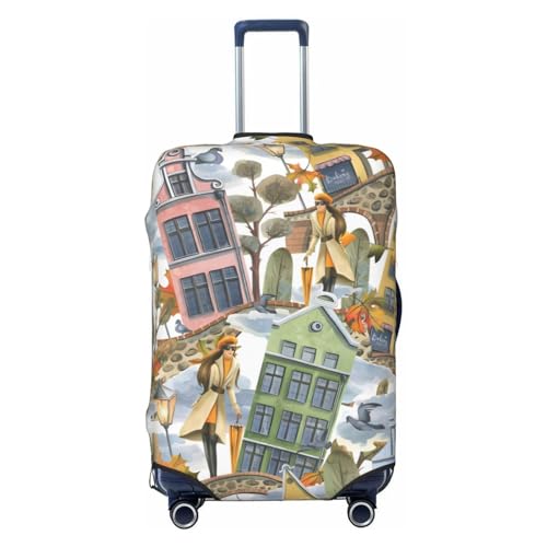 Anceky Reisegepäckabdeckung mit Häusern, Bäumen, Steinbrücken, Spandex-Kofferschutztasche, doppelseitig Bedruckt, für 18-32 Zoll großes Gepäck, Kofferhülle für Kinder und Erwachsene, mittelgroß Anceky Reisegepäckabdeckung mit Häusern, Bäumen, Steinbrücken, Spandex-Kofferschutztasche, doppelseitig Bedruckt, für 18-32 Zoll großes Gepäck, Kofferhülle für Kinder und Erwachsene, mittelgroß von Anceky