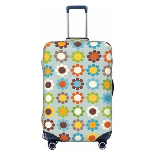 Anceky Reisegepäckabdeckung mit abstraktem Retro-Gänseblümchen-Motiv, Spandex, Kofferschutztasche, Kratzfest, für 18-32 Zoll großes Gepäck, Gepäckabdeckungen für Kinder und Erwachsene, klein von Anceky