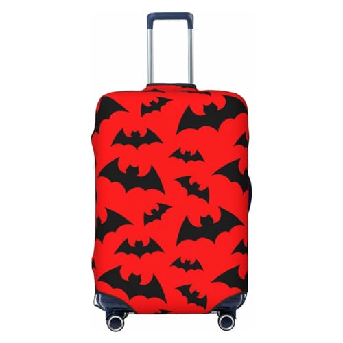 Reisegepäckabdeckung mit schwarzen Fledermäusen auf Rot, Spandex-Kofferschutztasche, staubdicht, für 18-32 Zoll großes Gepäck, Gepäckabdeckungen für Kinder und Erwachsene, XL von Anceky