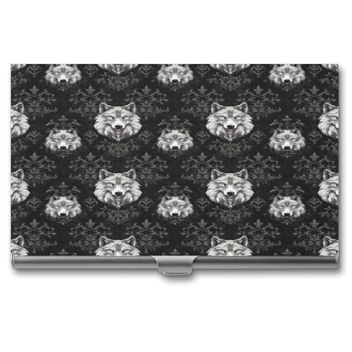 Anceky Retro Blumen Wolf Business Name Card Halter Männer Frauen von Anceky
