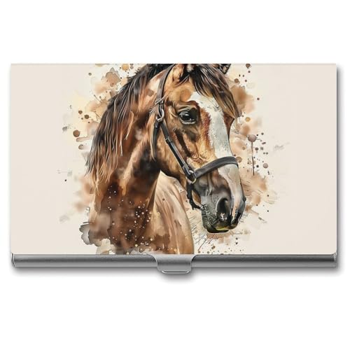 Anceky Schmaler Business-Namenskartenhalter mit braunem Pferd für Damen und Herren von Anceky