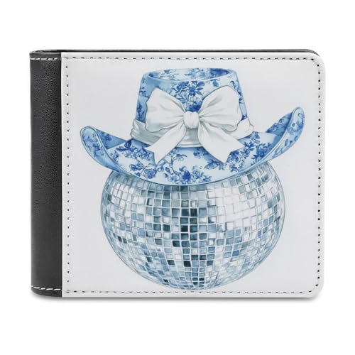 Anceky Silbernes, blaues Cowgirl-Hut-Portemonnaie aus weichem PU-Leder, Münzbörse, Kreditkartenetui, langlebiger Kartenhalter, schmale Brieftasche für Männer und Frauen, Geldaufbewahrung von Anceky